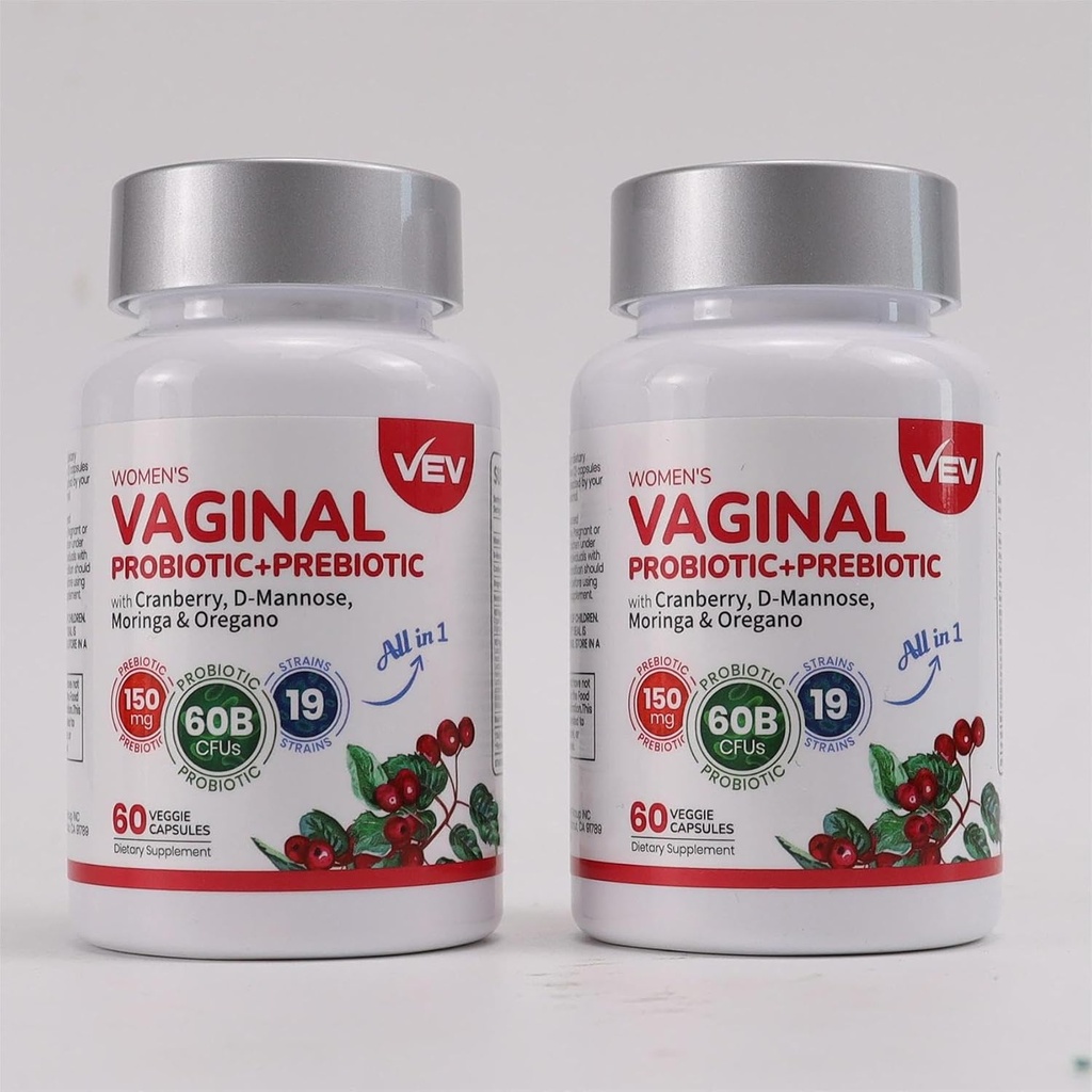 VEV Γυναικείο προβιοτικό + προβιοτικό, Cranberry, D- Mannose, 120 κάψουλες