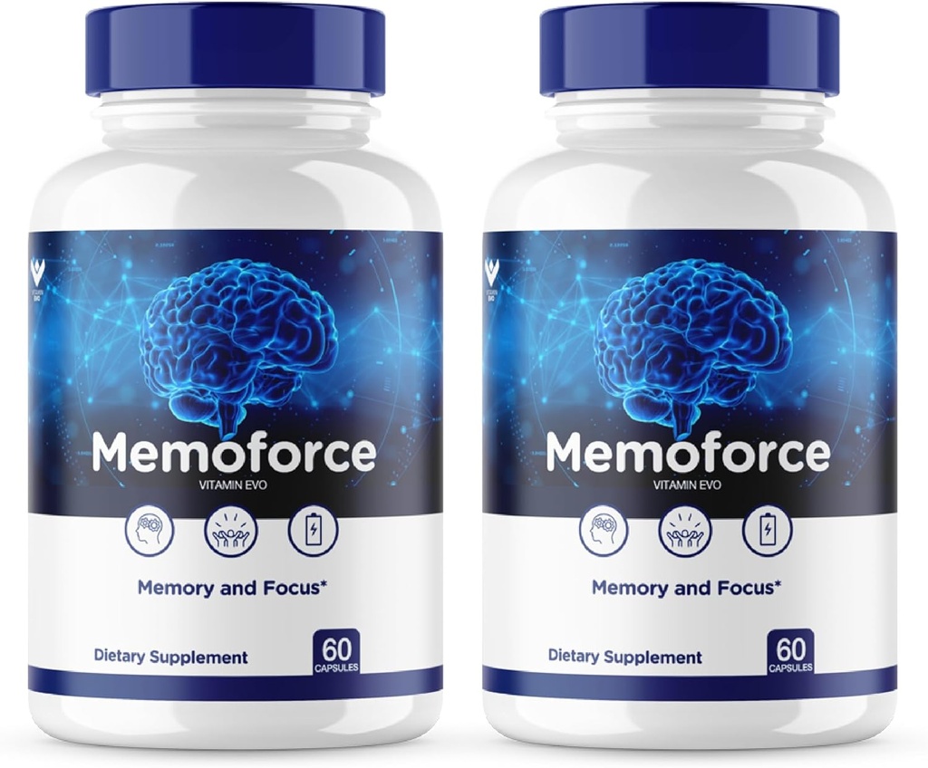 (2 Pack) Χάπια Memoforce, Συμπλήρωμα Δύναμης Memo, Γνωστική Υγεία Memoforce, Κάψουλες μνήμης MemoForce, Δύναμη Memo Advanced Formula, Υποστήριξη εγκεφάλου MemoForce, Δισκία Focus Memo Force, (120 Caps)