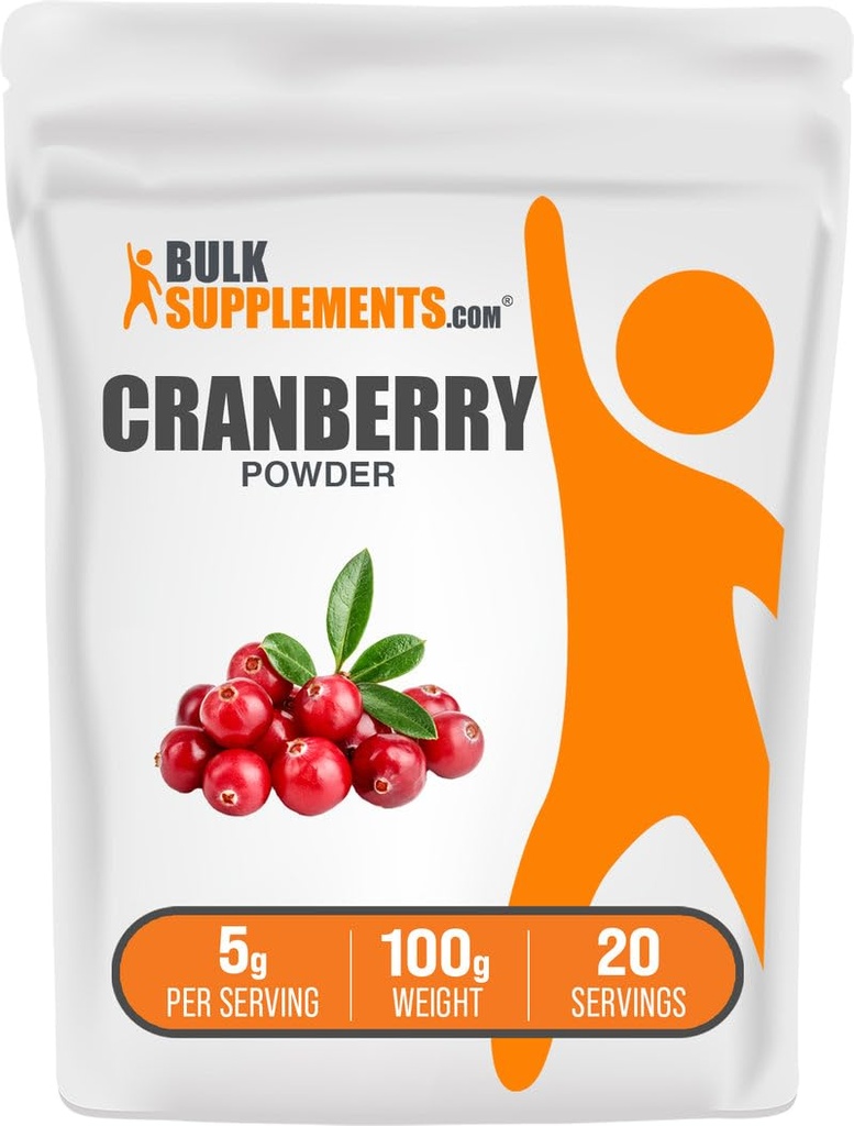 BulkSupplements.com Cranberry Powder - Cranberry Συμπληρώματα για Γυναίκες & Άνδρες, Air Dryd Cranberries - Χωρίς γλυκαντικά & Γλουτένη, 5g ανά Σερβίρισμα, 100g (3.5 oz) (Pack of 1)