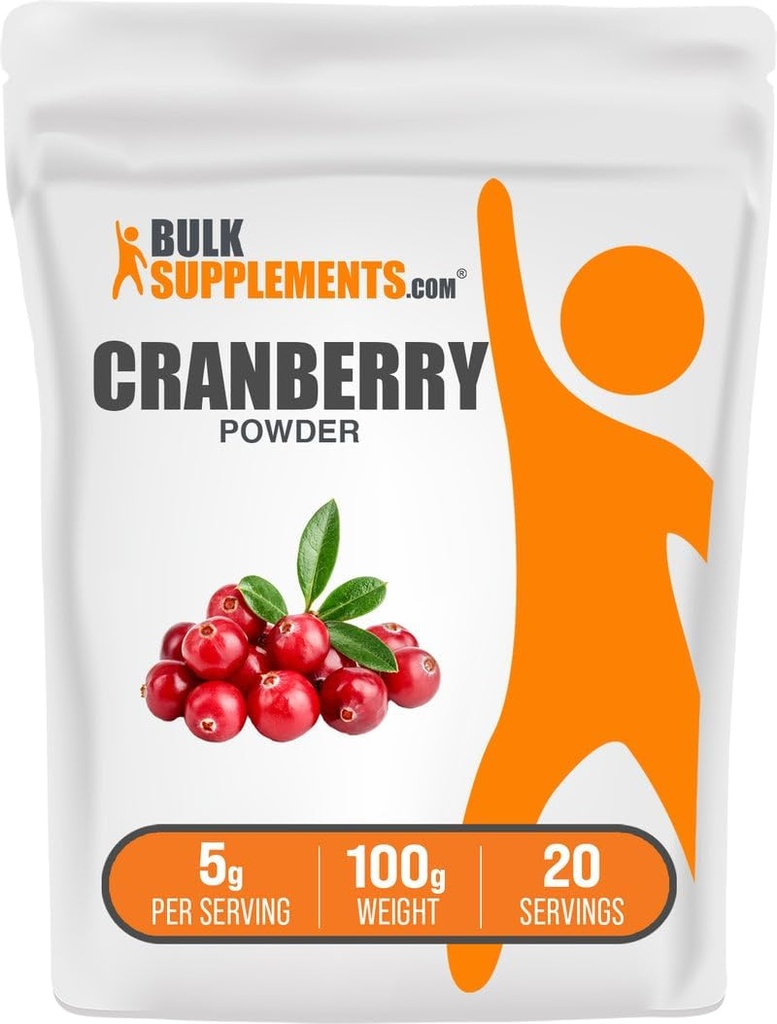 BulkSupplements.com Cranberry Powder - Cranberry Supplements for Women & Men, Air Dried Cranberries - Unsweetened & Gluten Free, 5g per Serving, 100g (3.5 oz) (Pack of 1)