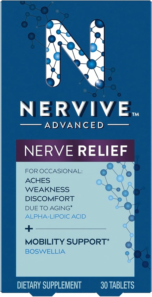 Nervive Advanced Nerve Relief + Mobility, with Alpha Lipoic Acid to Help Reduce Nerve Aches, Weakness, & Discomfort*† and Boswellia to Promotion Mobility*, Βιταμίνες B12, B6, B1, 30 Tablets