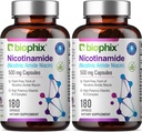 biophix B-3 Nicotinamide 500 mg 180 Caps 2 Pack - Νικοτινικό αμίδιο Νιασίνη Φυσικό Flush-Free Vitamin Formula - Υποστηρίζει την υγεία των κυττάρων του δέρματος