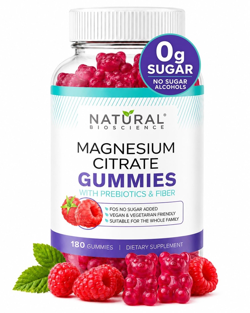 Sugar Free Magnesium Gummies - Calming Anti-Stress Gummies, Magnesium Supplement to Support Stress Relief, Sleep, Heart Health, Nerves, Muscles and Bones, Kids, Adults, Vegan, High Absorption, Non-GMO