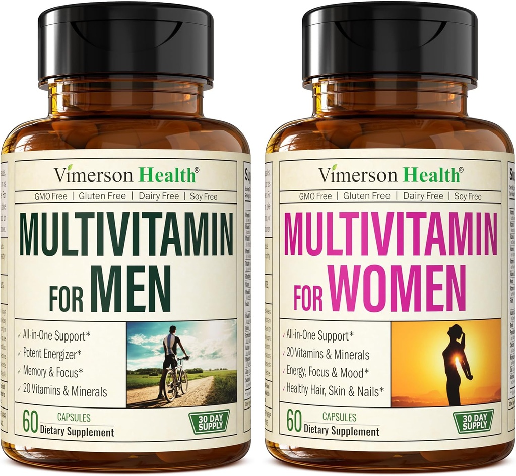 Multivitamin Multimineral συμπλήρωμα για άνδρες + γυναίκες 2-Bottle Bundle. Υγιής Ανοσολογική Ανταπόκριση, Ισχυρές αρθρώσεις και κόκκαλα, Υγεία των ματιών, Υποστηρίξτε το σύστημα, Αντιοξειδωτικές Ιδιότητες