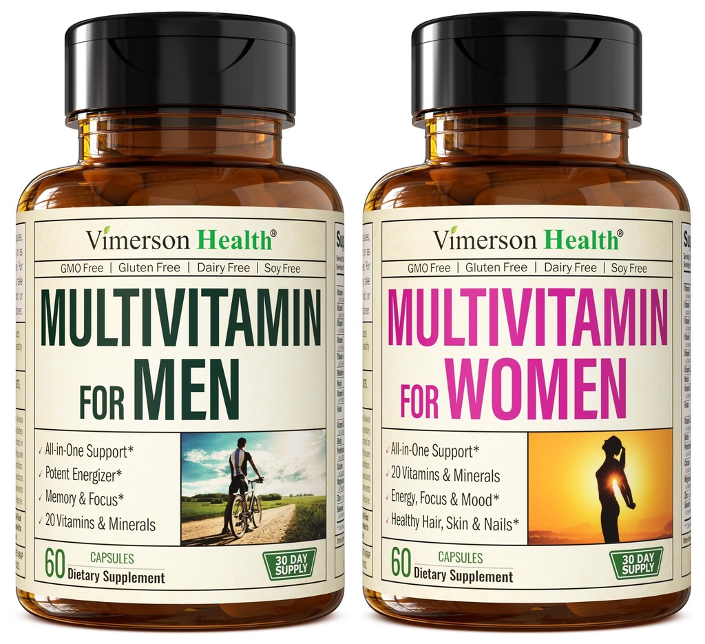 Multivitamin Multimineral συμπλήρωμα για άνδρες + γυναίκες 2-Bottle Bundle. Υγιής Ανοσολογική Ανταπόκριση, Ισχυρές αρθρώσεις και κόκκαλα, Υγεία των ματιών, Υποστηρίξτε το σύστημα, Αντιοξειδωτικές Ιδιότητες