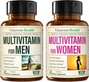 Multivitamin Multimineral συμπλήρωμα για άνδρες + γυναίκες 2-Bottle Bundle. Υγιής Ανοσολογική Ανταπόκριση, Ισχυρές αρθρώσεις και κόκκαλα, Υγεία των ματιών, Υποστηρίξτε το σύστημα, Αντιοξειδωτικές Ιδιότητες