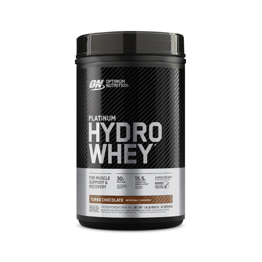 Optimum Nutrition Platinum HydroWhey Protein Powder, 100% Hydrolyzed Whey Protein Isolate Powder, Flavor: Τούρμπο Σοκολάτα, 20 Μερίδες, 1,8 Λίρες (Packaging May Vary)