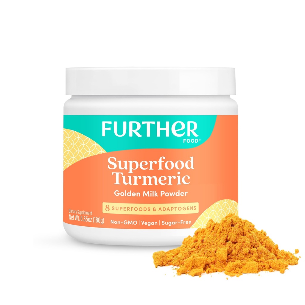 Further Food Superfood Turmeric Root Powder - Maximum Absorption, Natural Immune Booster, Golden Milk Blend, Sugar Free, Keto, Vegan, Non-GMO, 6.35 Oz