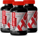 Folic Acid with b12 - Anti Gray Hair Natural Formula - Skin and Nails Support (3 Bottles)