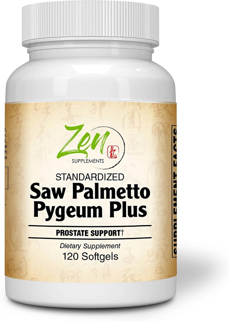 Saw Palmetto & Pygeum Plus - Prostate συμπλήρωμα υποστήριξης για την υγεία του προστάτη & ούρων που περιλαμβάνει συχνή ούρηση, Beta-Sitosterol υποστηρίζει DHT μπλοκέρ για την πρόληψη της απώλειας μαλλιών 120-Softgel