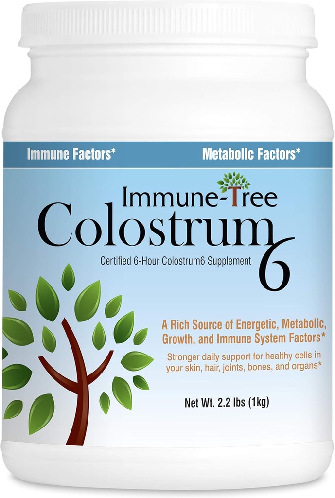 Immune Tree 100% Bovine Colostrum Powder, 661 Servings, 2.2lb (1 Kilo), Υποστηρίζει την καταπολέμηση της γήρανσης, Υγιεινό ανοσοποιητικό σύστημα, Gut & Digestion, μυών, & ευεξίας, Κατασκευάζεται στις ΗΠΑ από χόρτο Fed, Βαθμός Α γαλακτοκομικές αγελάδες