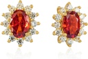 14K Yellow Gold Plated 925 Sterling Silver Red Cubic Zirconia Earrings for Women