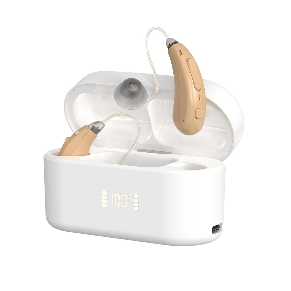 Hearing Aids for Seniors, Rechargeable 16-Channel OTC Hearing Aid for Adults Hearing Loss, Hearing Aid with Advance Noise Cancelling, Superior Sound Quality, Auto-On/Off