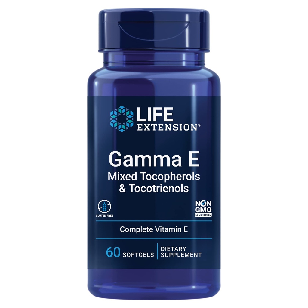 Επέκταση ζωής Gamma E Μεικτές τοκοφερόλες & τοκοτριενόλες – Πλήρης Βιταμίνη E Spectrum, Αντιοξειδωτική προστασία – Μη ΓΤΟ, Χωρίς γλουτένη – 60 Softgels