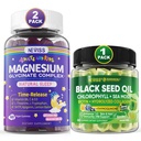 Νέβις Μαύρο έλαιο σπόρων Gummies, Chlorophyl & Sea Moss συμπλήρωμα + Μαγνήσιο Γλυκινικό Gummies για ενήλικες & παιδιά 4+