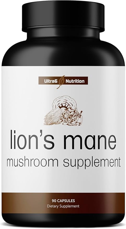 Ultra6 Nutrition Organic Lions Mane Capsules - Lions Mane Supplement with Reishi, and Cordyceps - Ανοσοποιητική Υγεία & Γνωστικό Συμπλήρωμα για Ενήλικες (90 Veggie Κάψουλες)