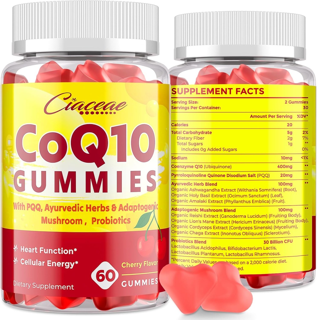 5 σε 1 CoQ10 400 mg & PQQ 20 mg Gummies