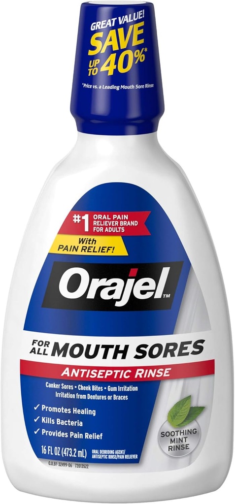 Orajel Αντισηπτικό στόμα Sore Rinse, 16 ρευστό Oz