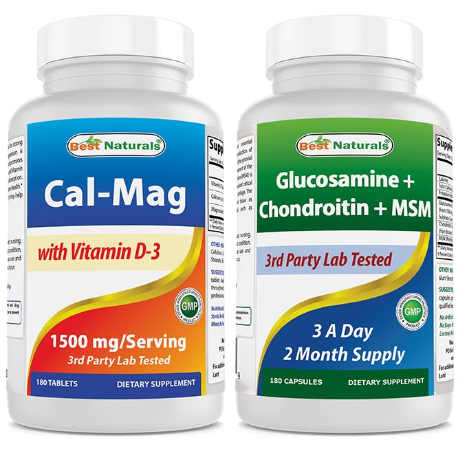 Best Naturals Μαγνήσιο ασβεστίου με βιταμίνη D3 1500mg & Γλυκοσαμίνη Χονδροϊτίνη και MSM