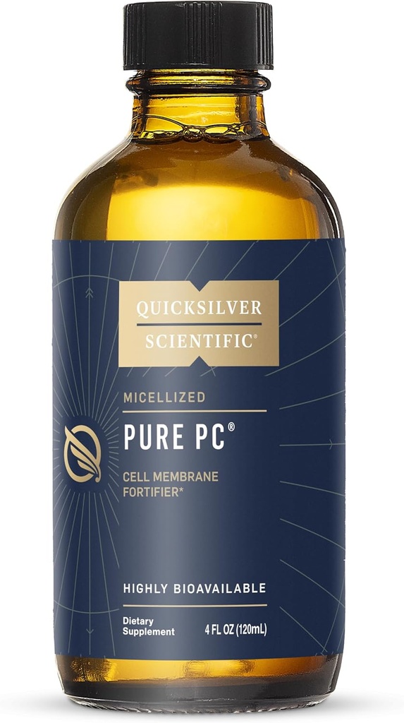Quicksilver Scientific Micellized Pure PC - Phosphatidylcholine Liquid Supplement to Support Cellular & Liver Health - Superior Liposomal Απορρόφηση - Μη-GMO Supportive Brain Supplement (4oz/120ml)