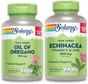 SOLARAY Oil Softgels και Echinacea, VIT C & Zinc Ανοσοποιητικό συμπλήρωμα υποστήριξης - Ρίγανο Oil και Echinacea Κάψουλες w/Vitamin C 500mg Plus Bioflavonoids, Vegan, 60-Day Εγγύηση, 120ct/180ct