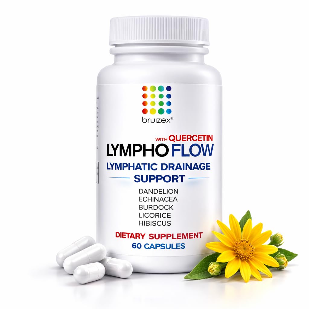 Μώλωπες Lympho Flow Λεμφική Απογύμνωση συμπλήρωμα, Υποστηρίζει Λεμφατικό Σύστημα Υγεία, Λιποαναρρόφηση, BBL, 360 Lipo, Tuck κοιλιά & Λεμφοίδημα Post Surgery Recovery, Made with Qercetin, 60 Κάψουλες