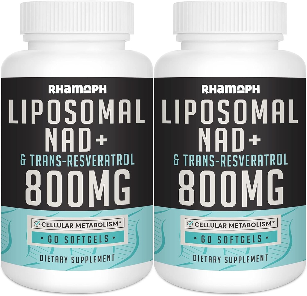 Λιποσωμική NAD+ 800 mg με Trans- ρεσβερατρόλη 300 mg, μέγιστη απορρόφηση, πραγματική NAD+ Συμπλήρωμα ενίσχυσης για υγιή γήρανση, Κυτταρική ενέργεια, επισκευή DNA, μακροζωία - 120 Softgels
