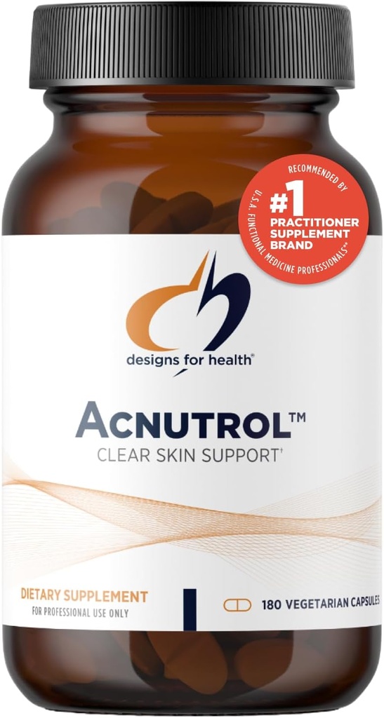 Designs for Health Acnutrol Clear Skin Support Pills - Pantothenic Acid + 50000 IU Vitamin A, Vitamins D + E, Carnitine + Minerals - Non-GMO + Soy Free Oral Supplement (180 Capsules)