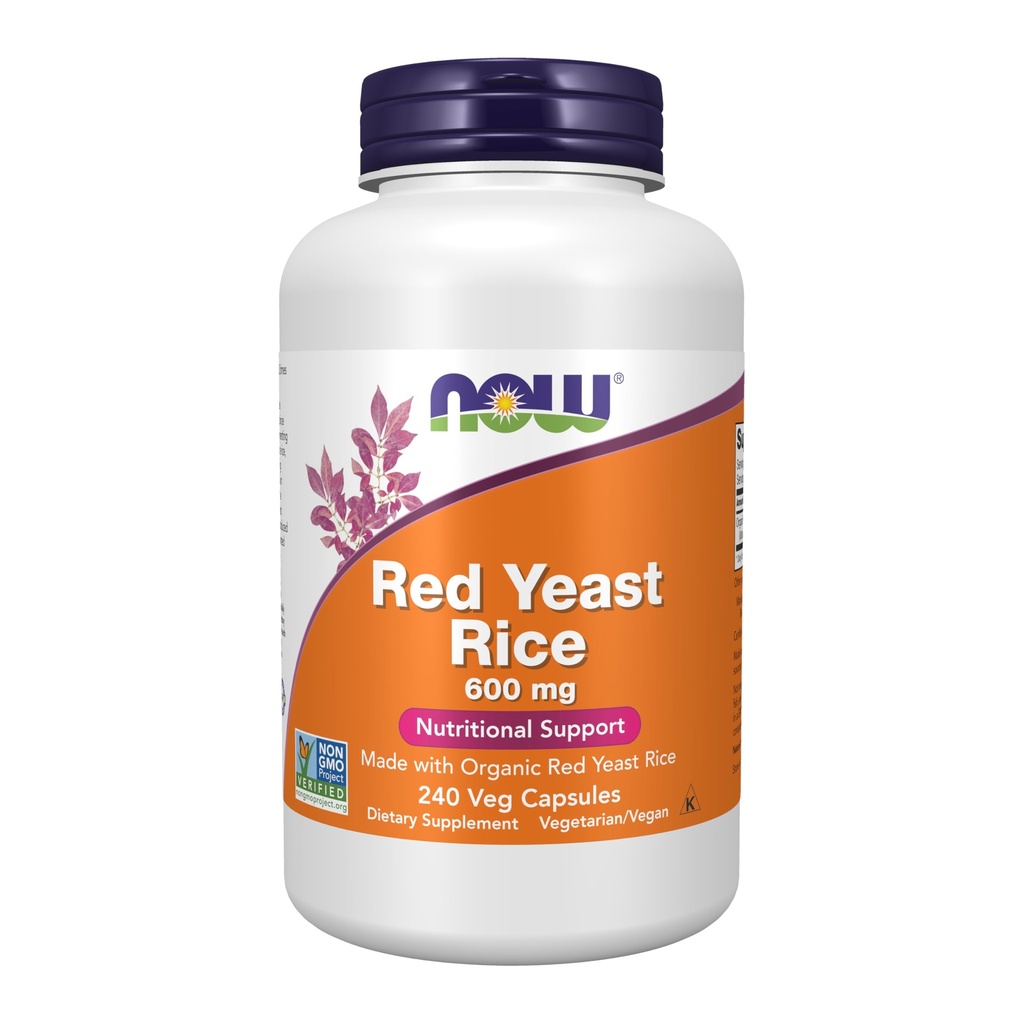 NOW Συμπληρώματα, Red Yeast Rice 600 mg, Made with Organic Red Yeast Rice, 240 Veg Capsules