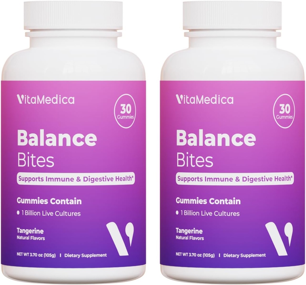 VitaMedica Balance Bites - Probiotic Gummies for Digestive Support, Immune & Gut Health - 1 δισεκατομμύριο CFU Δεν απαιτείται ψύξη - 60 Gummies (2 πακέτο)