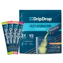 DripDrop Hydration Packets - Sunburst Variety Pack - Single Σερβίρετε Ηλεκτρολύτες Powder Drink Mix - Λεμόνι, Φράουλα, Ροδάκινο, Μαύρο Τσέρι - Μη Γλουτένη, Vegan - 32 Sticks