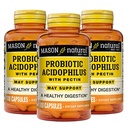 MASON NATURAL Probiotic Acidophilus, 150 Day Supply, Supports Regularity and Normal Digestion with Pectin & Calcium, 100 Capsles (Pack of 3)