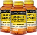 MASON NATURAL Probiotic Acidophilus, 150 Day Supply, Supports Regularity and Normal Digestion with Pectin & Calcium, 100 Capsles (Pack of 3)