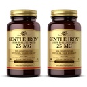 Solgar Gentle Iron (Βιγλυκινικό Iron) 25 mg - 180 κάψουλες λαχανικών, Συσκευασία των 2 - Μη Συντηρητικό, Απαλό στο στομάχι σας - Μη ΓΤΟ, Χωρίς Γλουτένη - 360 Σύνολο Σερβιέτες