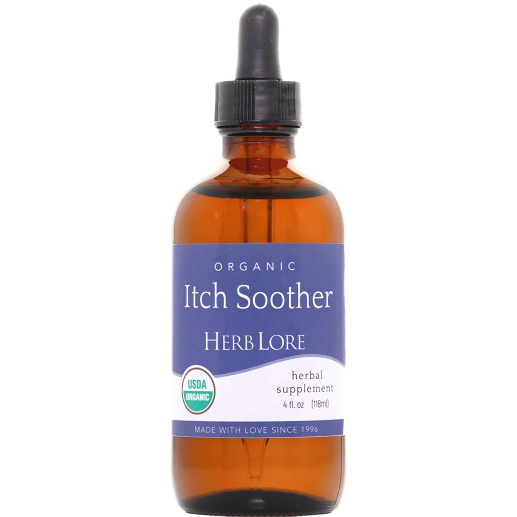 Herb Lore Organic Itch Soother Tincture - Καταπραϋντική Κύηση με Ίτσι Δέρμα & Εξάνθημα, Υγρό Γαϊδουράγκαθο Γάλα, Dandelion & Yellow Dock Συμπληρώματα Υποστήριξης Ηπατικού Σταγόνες (4 fl oz)