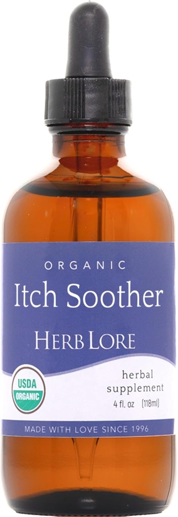 Herb Lore Organic Itch Soother Tincture - Καταπραϋντική Κύηση με Ίτσι Δέρμα & Εξάνθημα, Υγρό Γαϊδουράγκαθο Γάλα, Dandelion & Yellow Dock Συμπληρώματα Υποστήριξης Ηπατικού Σταγόνες (4 fl oz)