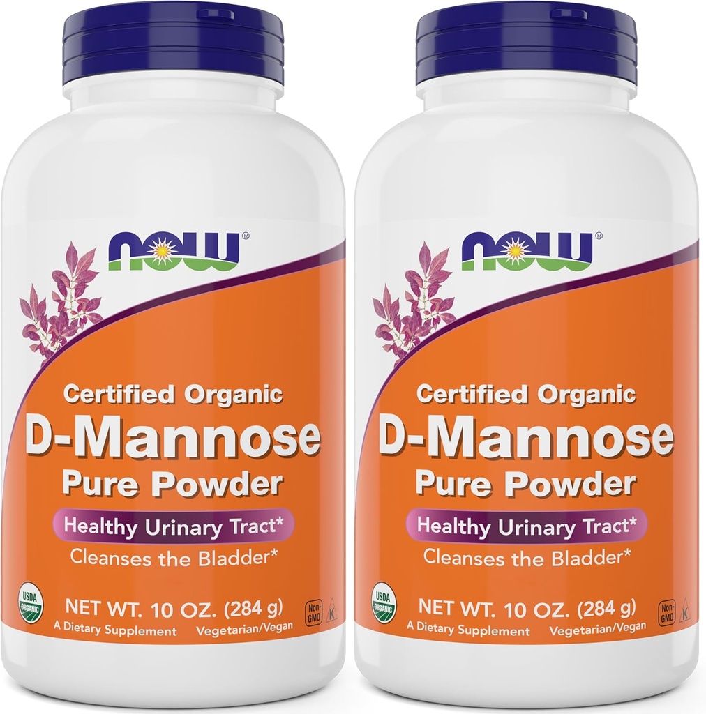 NOW Foods Pure, Organic D-Mannose 10 oz Powder (Pack of 2) - Bladder Cleanse and Urinary Tract Health Supplement - Non-GMO - Vegan Friendly - 2000mg / 2 Grams per Serving