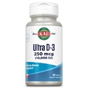 KAL Ultra Vitamin D3 10000 IU 250 mcg, Δισκία Υψηλής Ικανότητας Βιταμίνης D, Απορρόφηση ασβεστίου, Συμπλήρωμα Οστικής Υγείας και Ανοσολογικής Υποστήριξης, Ταχεία Αποσύνθεση D-3 ActivTabs, 120 Σερβιέτες, 120 Δισκία
