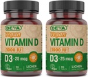 DEVA Vegan Vitamin D3 Supplement - Δισκίο μιας φοράς ανά ημέρα με 1000 IU - Χοληκαλσιφερόλη - Λίχεν Plant Derived - 90 Μικρά Δισκία, 2- Συσκευασία