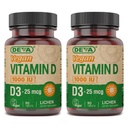 DEVA Vegan Vitamin D3 Supplement - Δισκίο μιας φοράς ανά ημέρα με 1000 IU - Χοληκαλσιφερόλη - Λίχεν Plant Derived - 90 Μικρά Δισκία, 2- Συσκευασία