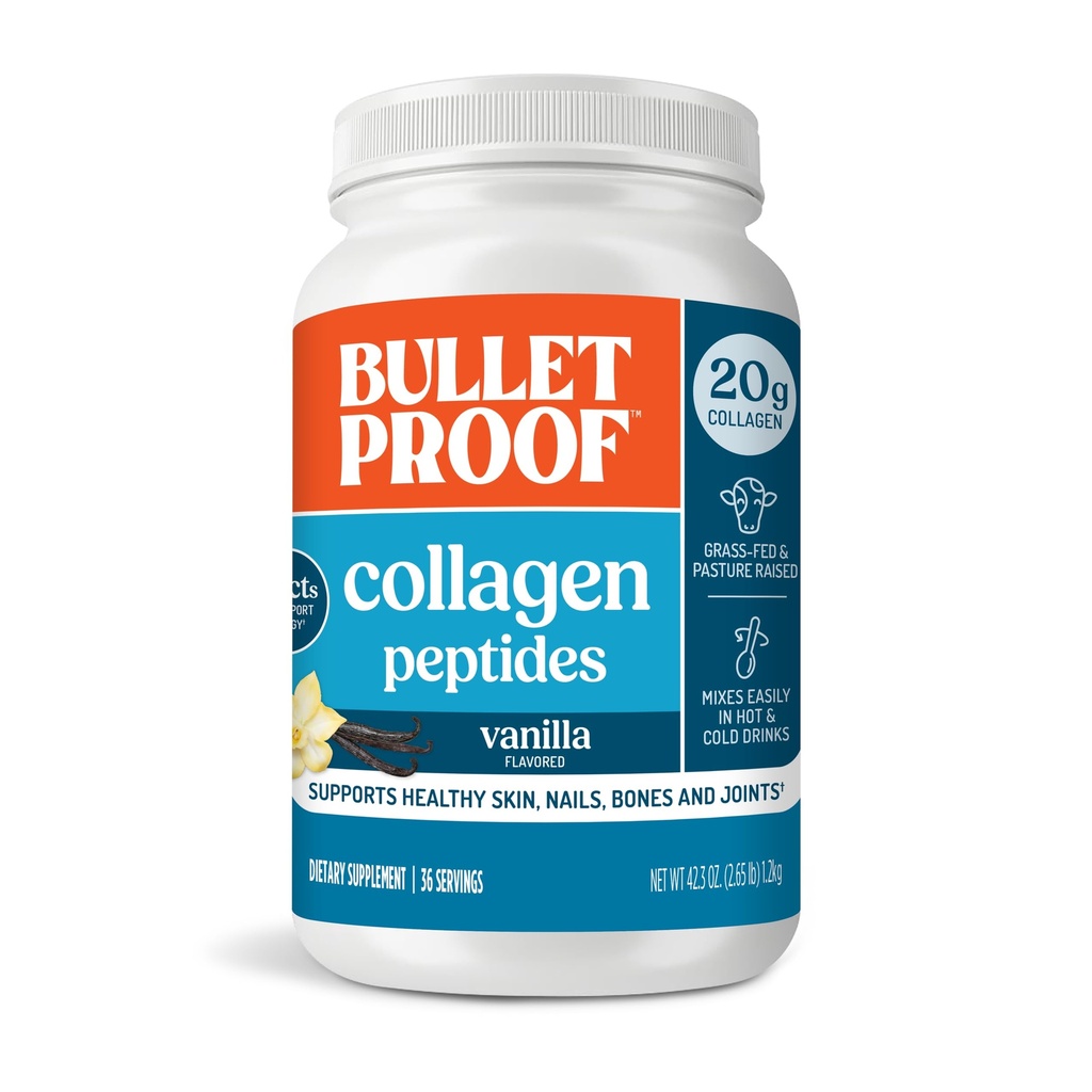 Αλεξίσφαιρη σκόνη πρωτεΐνης Vanilla Collagen με λάδι MCT, 19g πρωτεΐνη, 42,3 Oz, μέγεθος αξίας, πεπτίδια κολλαγόνο και αμινοξέα για υγιές δέρμα, οστά και αρθρώσεις