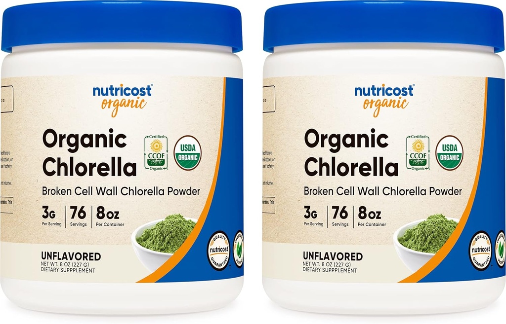 Nutricost Organic Chlorella 8oz (.5 LBs) (2 φιάλες) - 3000mg ανά υπηρεσία