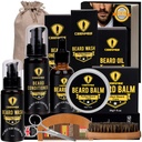 Ceenwes Αναβαθμισμένη Beard Grooming Kit - Conditioner, Oil, Brush, Comb, Balm, Ψαλίδι, Τσάντα αποθήκευσης για Beard και Mustache Trimming, Τέλειο Ανδρικό Δώρο