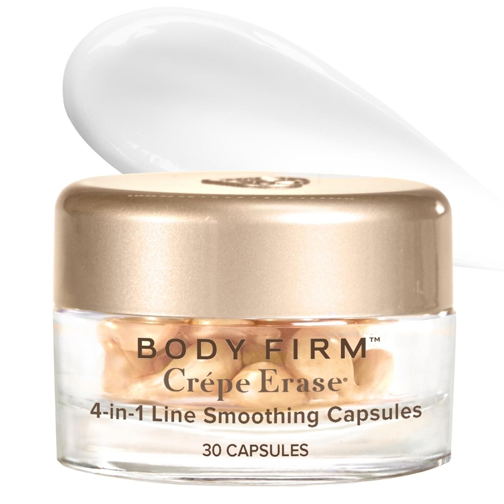 BODY FIRM Crepe Σβήσε 4-σε-1 κάψουλες εξομάλυνσης γραμμών, κατά της γήρανσης, ενυδατώνοντας τον ορό προσώπου και ματιών με υαλουρονικό οξύ και πεπτίδιο πολλαπλών αλυσίδων για ρυτίδες, Crepe Skin & Fine Lines, 30 Count