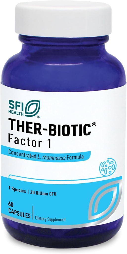 Klaire Labs SFI Health Ther-Biotic Factor 1 Probiotic - Lactobacillus Rhamnosus Single Species Probiotic - 20 Billion CFU - Gut + Immune Support - L Rhamnosus Probiotics - Hypoallergenic (60 Capsules)