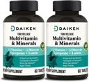 DAIKEN Mini Multivitamin, 60 Tablets, Ενισχυμένο με Λουτεΐνη, Λυκοπένιο & Φολικό Οξύ, Διαχρονική Πολυβιταμίνη για Γυναίκες & Άνδρες, Vegan & Εύκολη Κατάποση (Pack of 2)