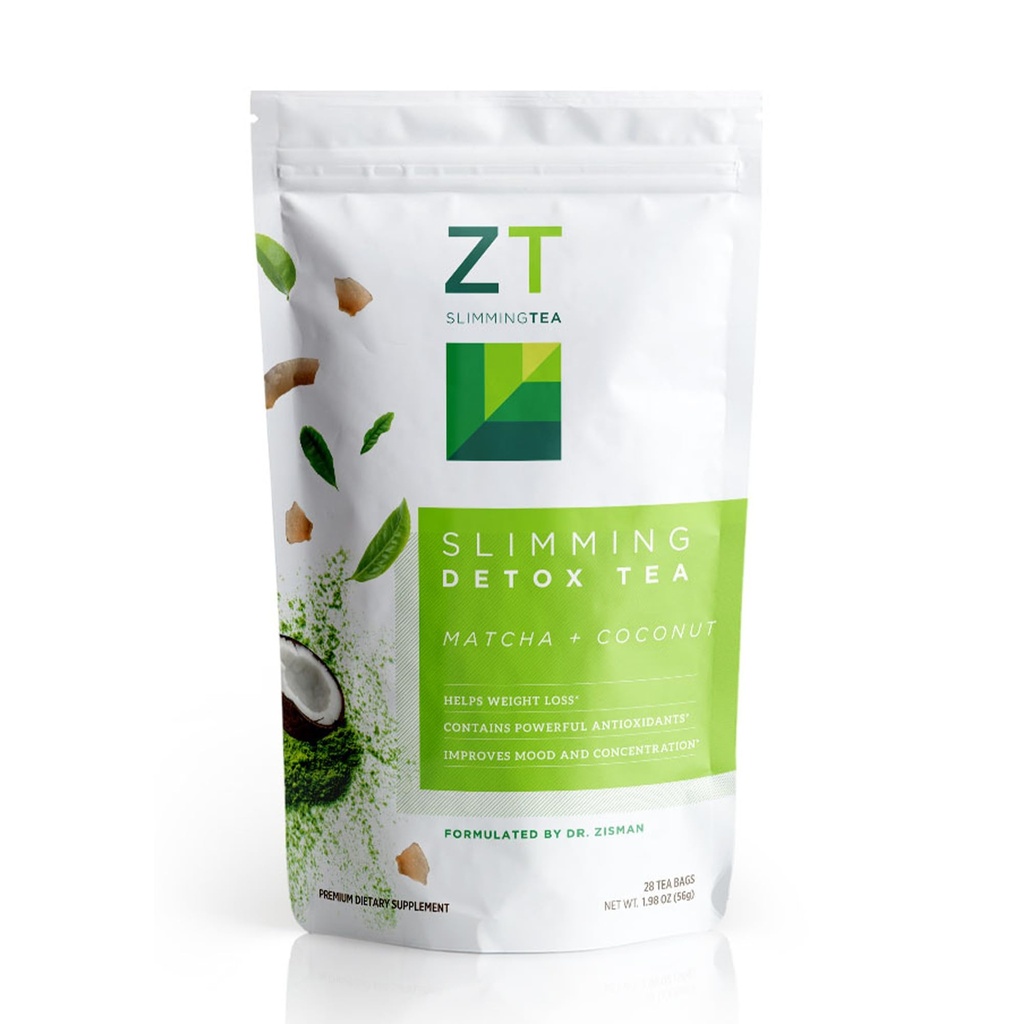 Dr. Zisman ZT Slimming - Matcha-Coconut Herbal Tea Blend με Senna Leaf- Antioxidant Effects - 28 Day Wellness Blend (28 Τσάντες Τσάι)
