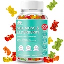 BIO VITALICA Sea Moss Gummies Elderberry BioVitalica - Βιταμίνη C D + Ψευδάργυρος - Irish Seamoss Vegan Gummy με Sea Moss Gel & Powder για Ανοσία, Detox - για Ενήλικες και Παιδιά