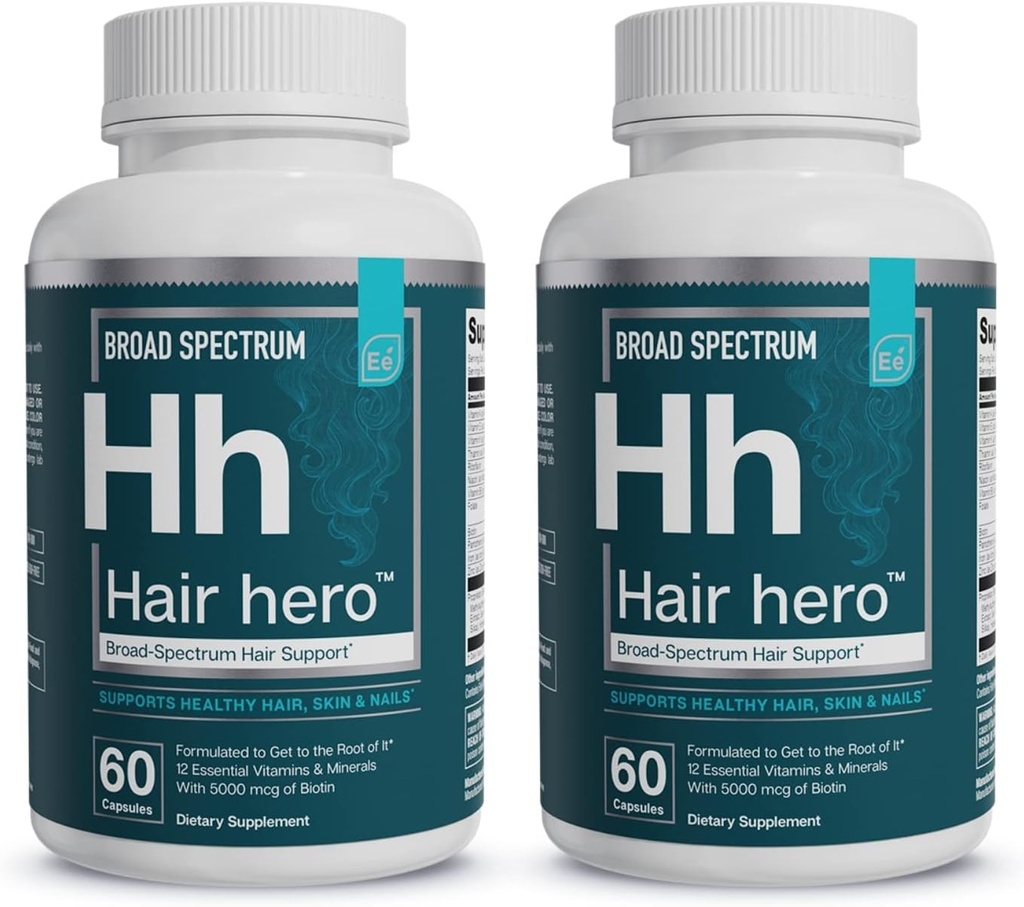 Essential Elements® Hair HeroTM - Βιταμίνες για τα μαλλιά για τους άνδρες - Υποστήριξη Broad-Spectrum με 5000 mcg Biotin - 60 Count - 30 Servings (2-Pack)