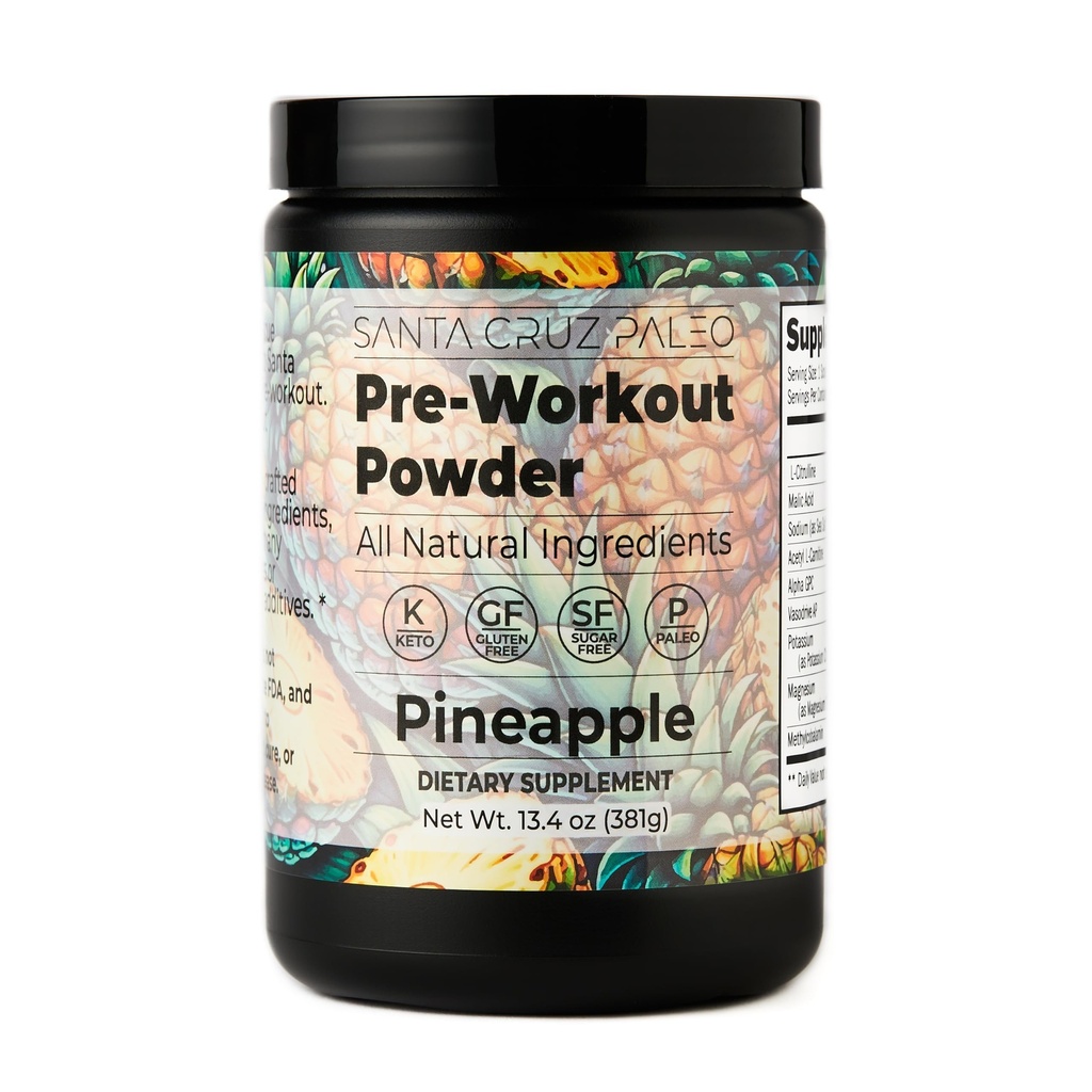 Santa Cruz Paleo Pre Electrolytes, Μαγνήσιο, Κάλιο, Θαλάσσιο Αλάτι & L Citrulline, καφεΐνη & Ζάχαρη Δωρεάν Preworkout Μείγμα Ποτού για την ενέργεια & την ενυδάτωση, Ανανάς Γεύση, 30 Υπηρεσίες